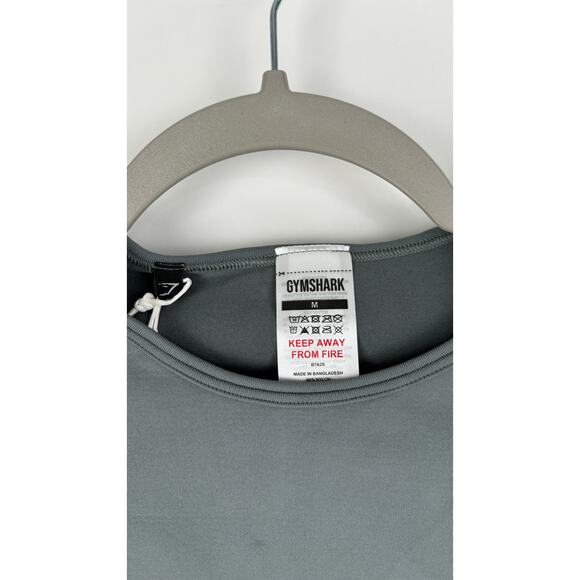 GymShark Everyday Seamless Long Sleeve Crop Top Womens Medium Cargo Teal B7A2S - Picture 4 of 8